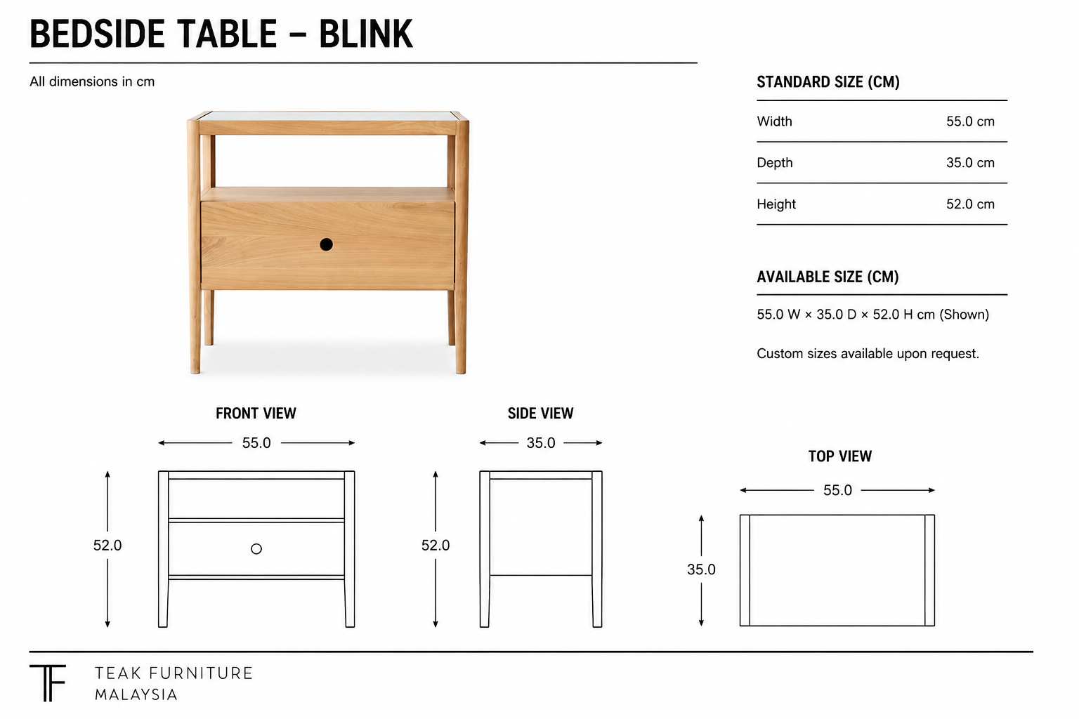 Wooden Bedside Table - Blink 6 Wooden Bedside Table - Blink - Image 4