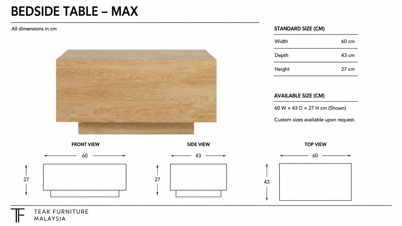 Wooden Bedside Table - Max 4 Wooden Bedside Table - Max - Image 4