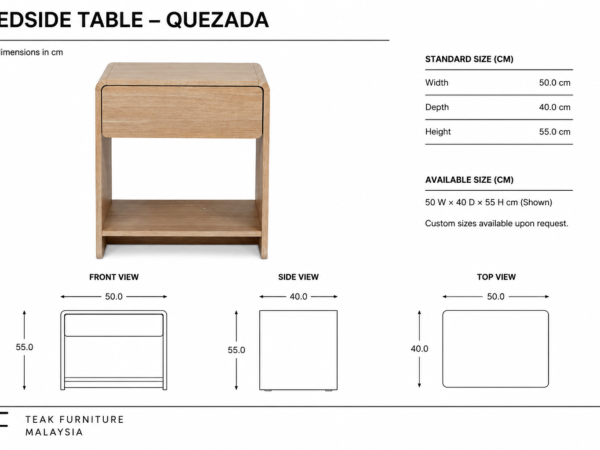Wooden Bedside Table – Quezada