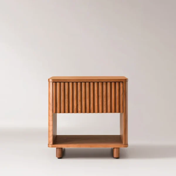 wooden bedside table