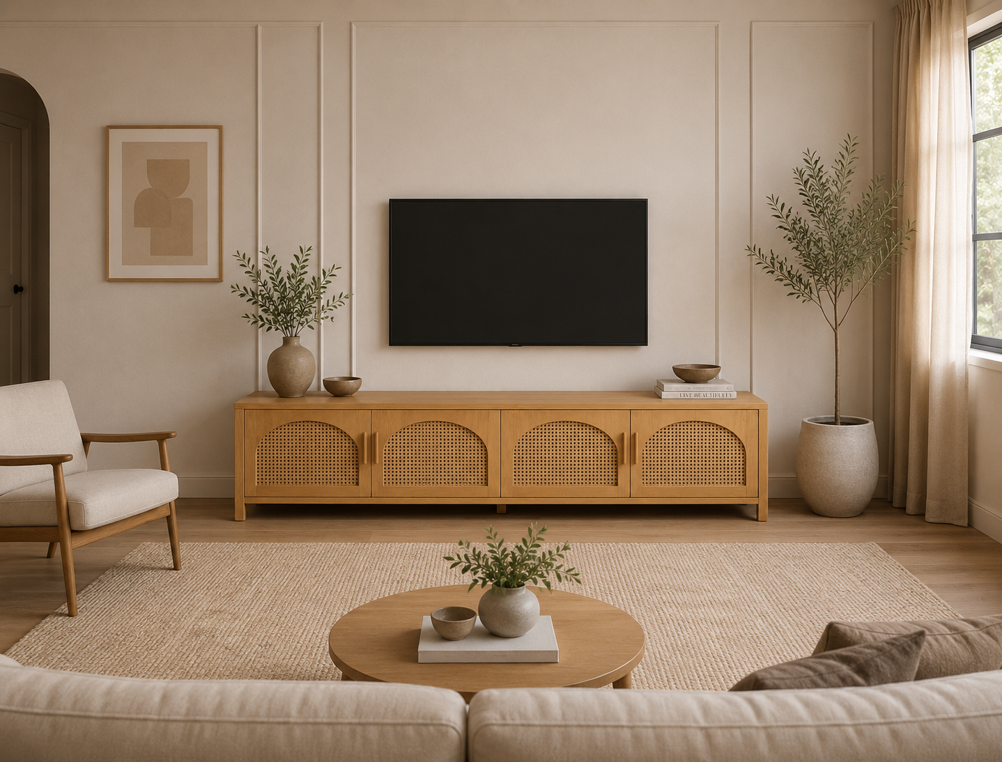 Teak Rattan TV console – Za 2 Teak Rattan TV console – Za