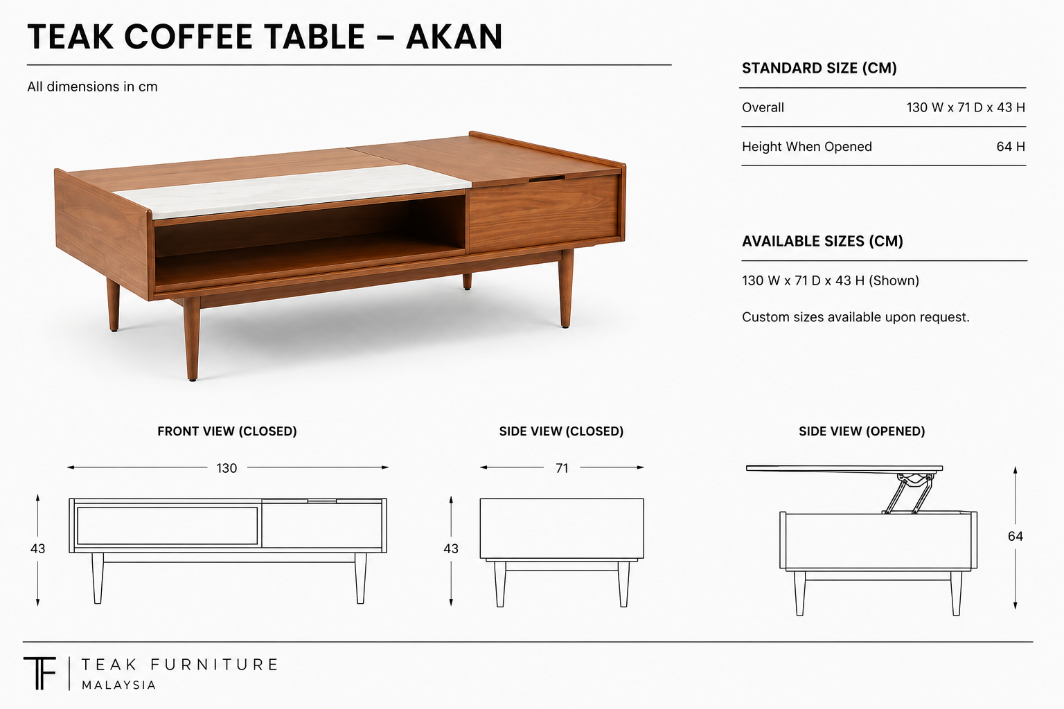 Teak Coffee Table – Akan 6 Teak Coffee Table – Akan - Image 4