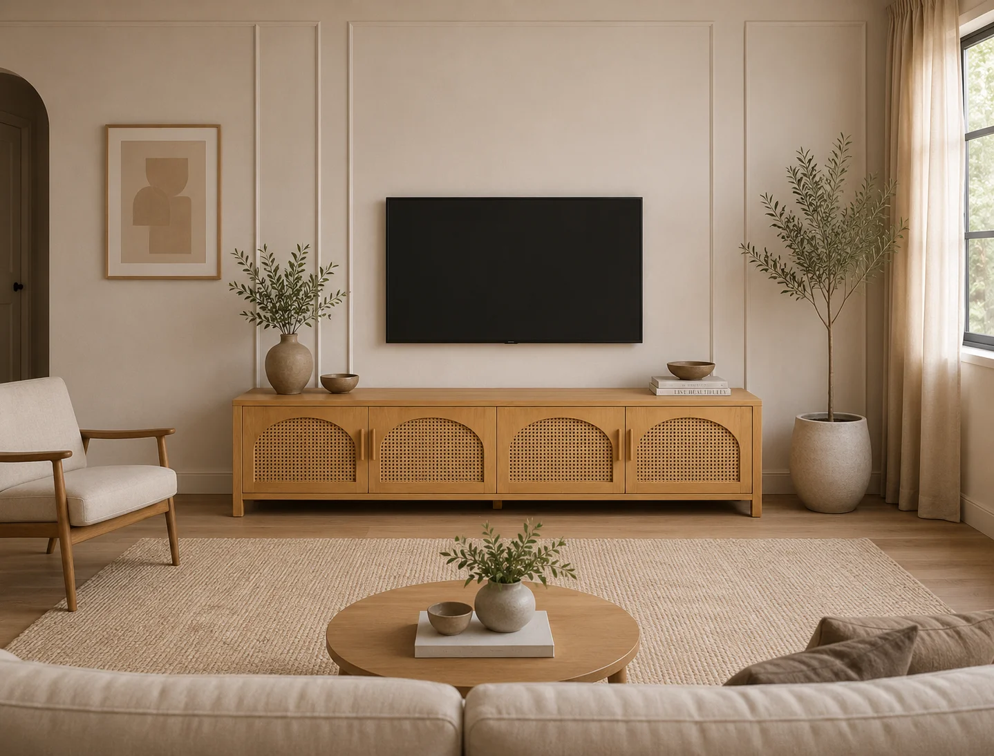 Teak Rattan TV console – Za 1 Teak Rattan TV console