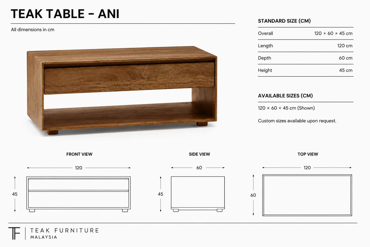 Teak Coffee Table - Ani 6 Teak Coffee Table - Ani - Image 4