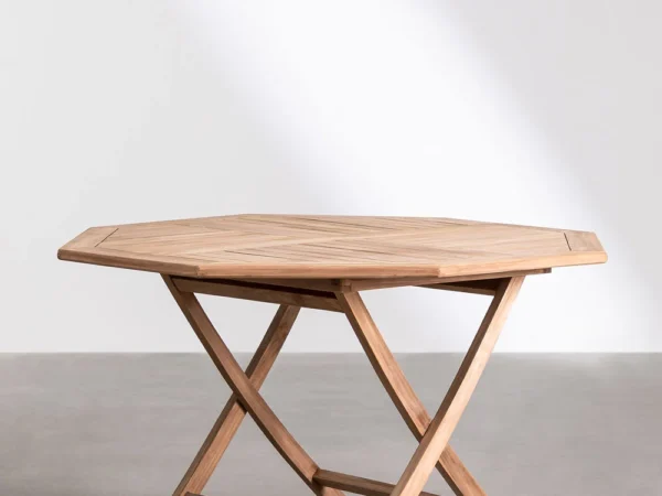 Octagonal Teak Folding Table (Ø120 cm) + 4 Director Chairs