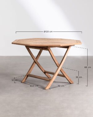 Octagonal Teak Folding Table (Ø120 cm) + 4 Director Chairs