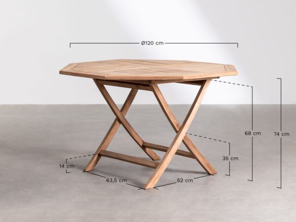 Octagonal Teak Folding Table (Ø120 cm) + 4 Director Chairs