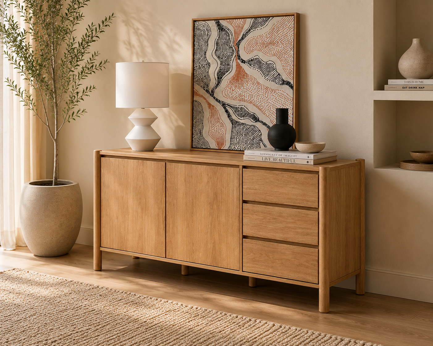 Teak Wood Sideboard - Eva 4 Teak Wood Sideboard - Eva - Image 2