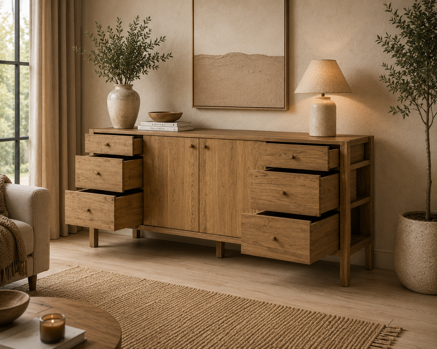 Teak Wood Sideboard - Meera 4 Teak Wood Sideboard - Meera - Image 4