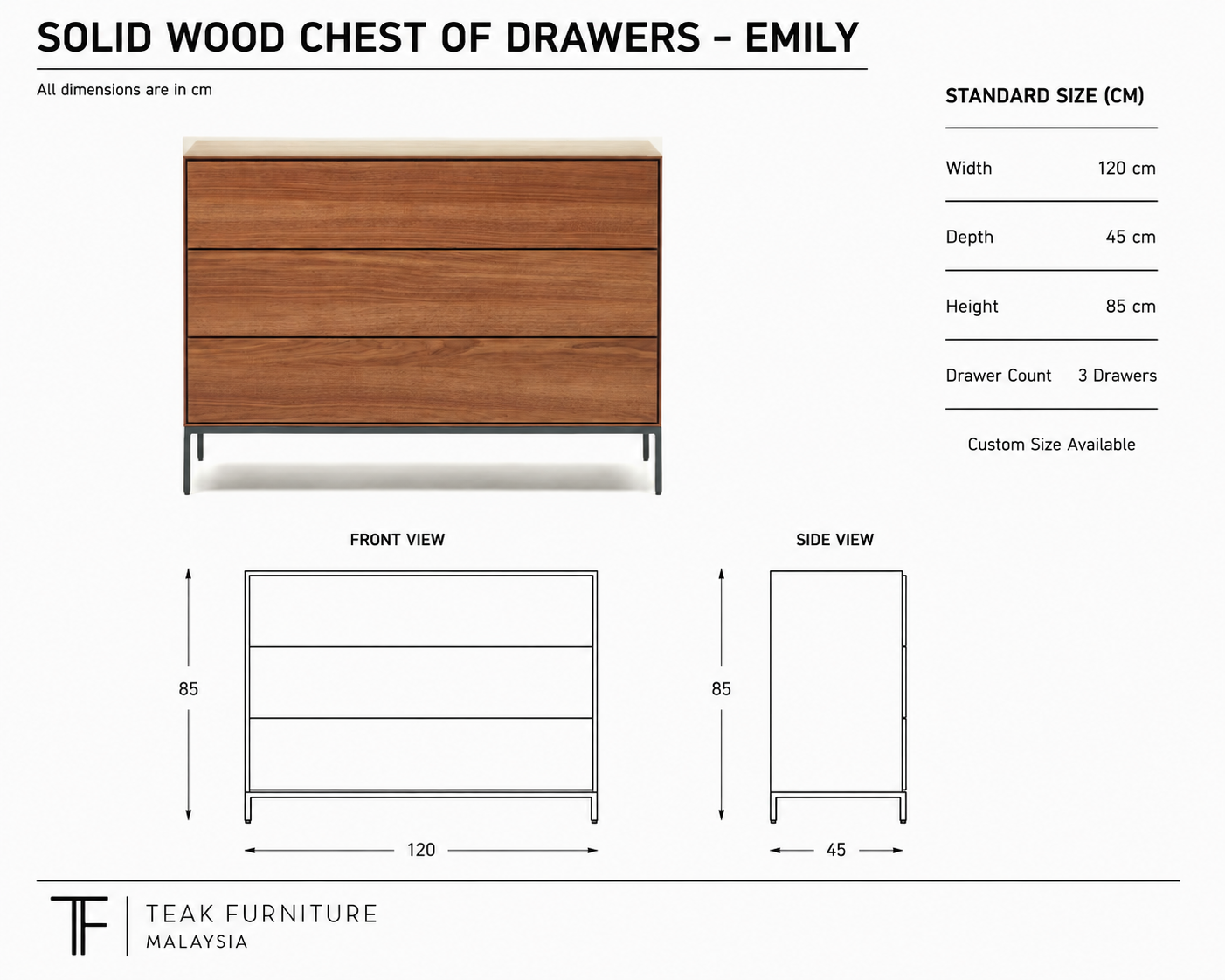 Solid Wood Chest of Drawers – Emily 8 Solid Wood Chest of Drawers – Emily - Image 6