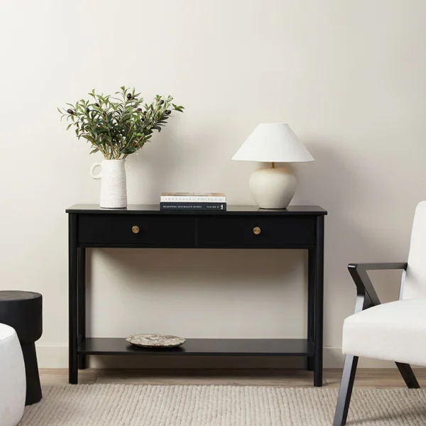 teak console table