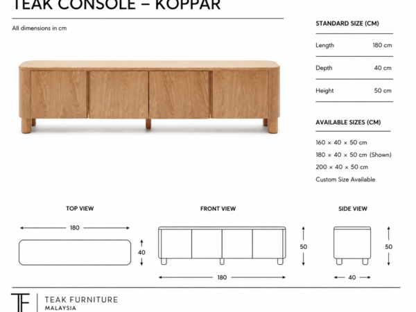Teak Console – Koppar