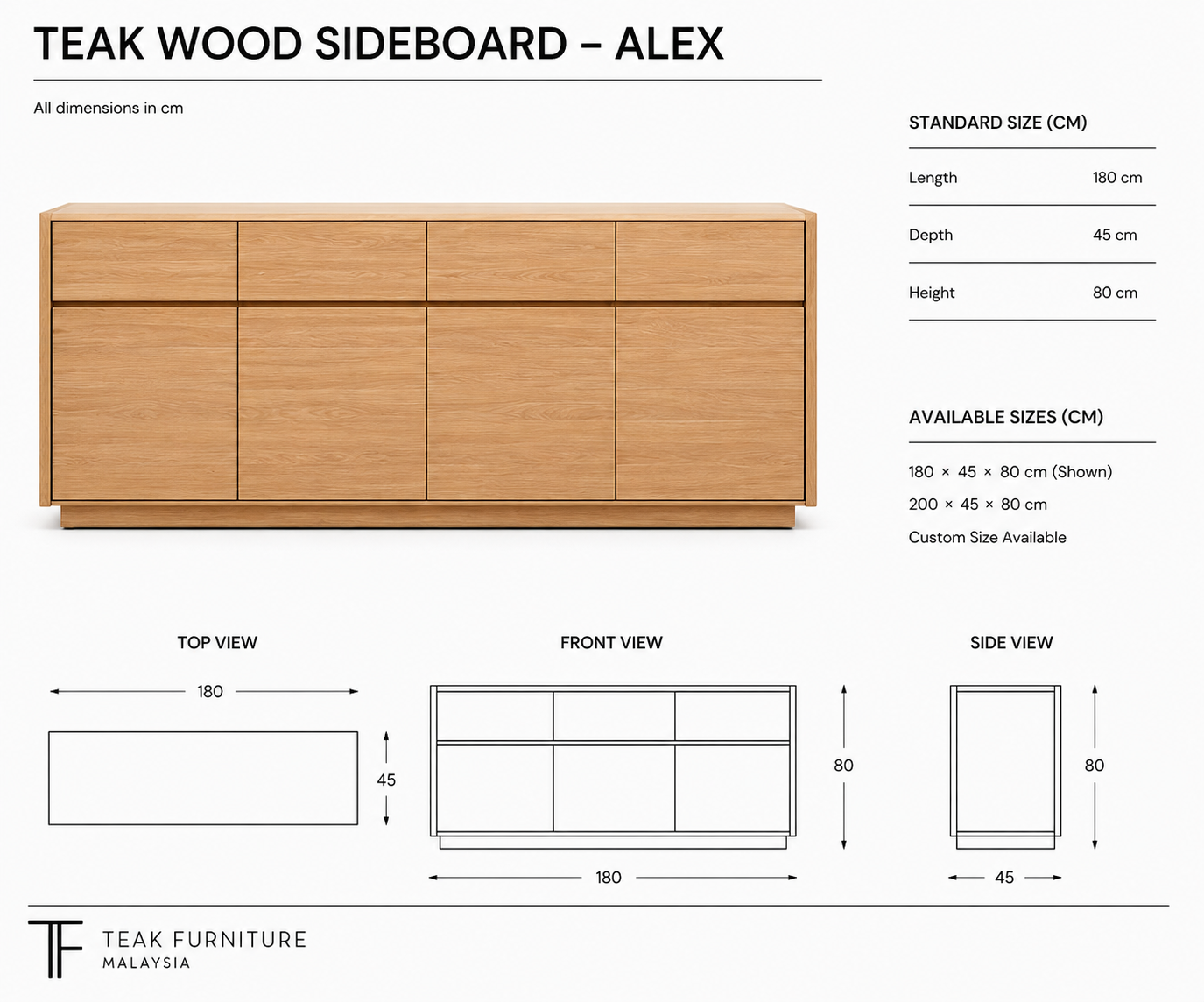 Teak Wood Sideboard - Alex 8 Teak Wood Sideboard - Alex - Image 6