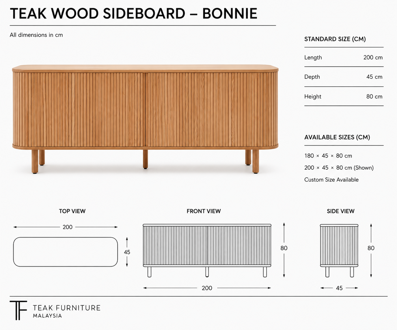 Teak Wood Sideboard - Bonnie 8 Teak Wood Sideboard - Bonnie - Image 6