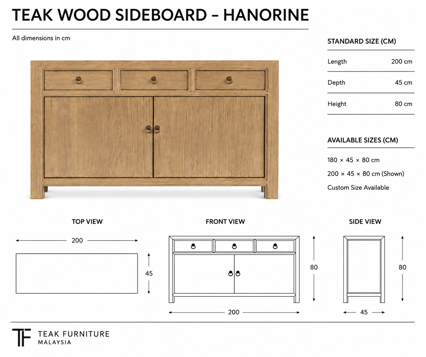 Teak Wood Sideboard - Hanorine 8 Teak Wood Sideboard - Hanorine - Image 6