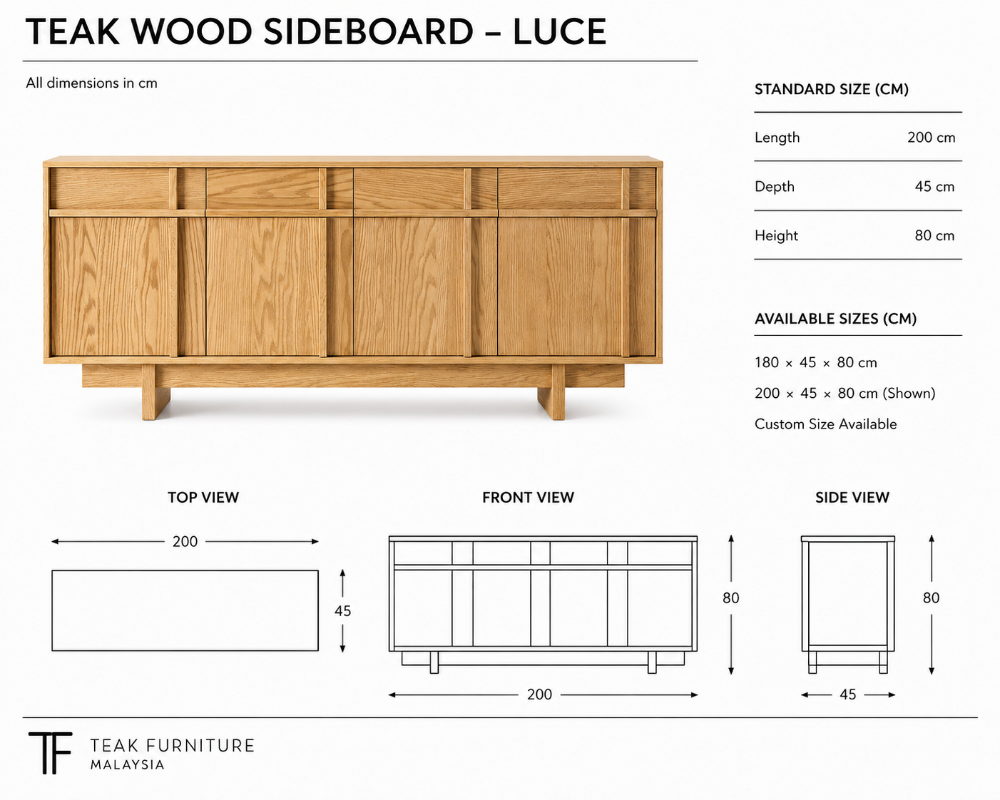 Teak Wood Sideboard - Luce 7 Teak Wood Sideboard - Luce - Image 5