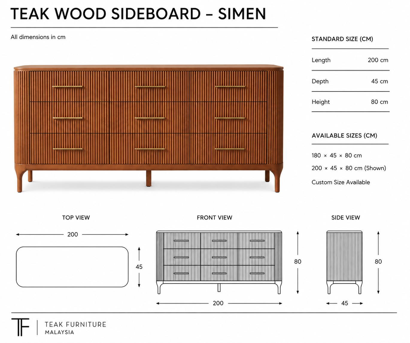 Teak Wood Sideboard - Simen 7 Teak Wood Sideboard - Simen - Image 5