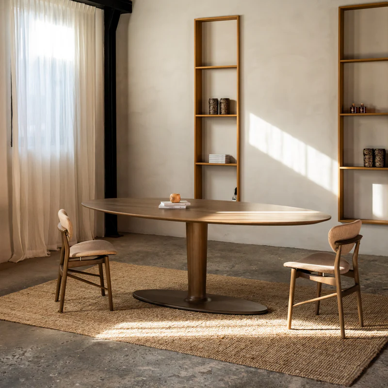 Wooden oval dining table