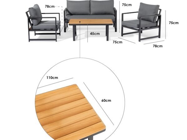 Cordoba 2 Seat Sofa Set with Teak Table