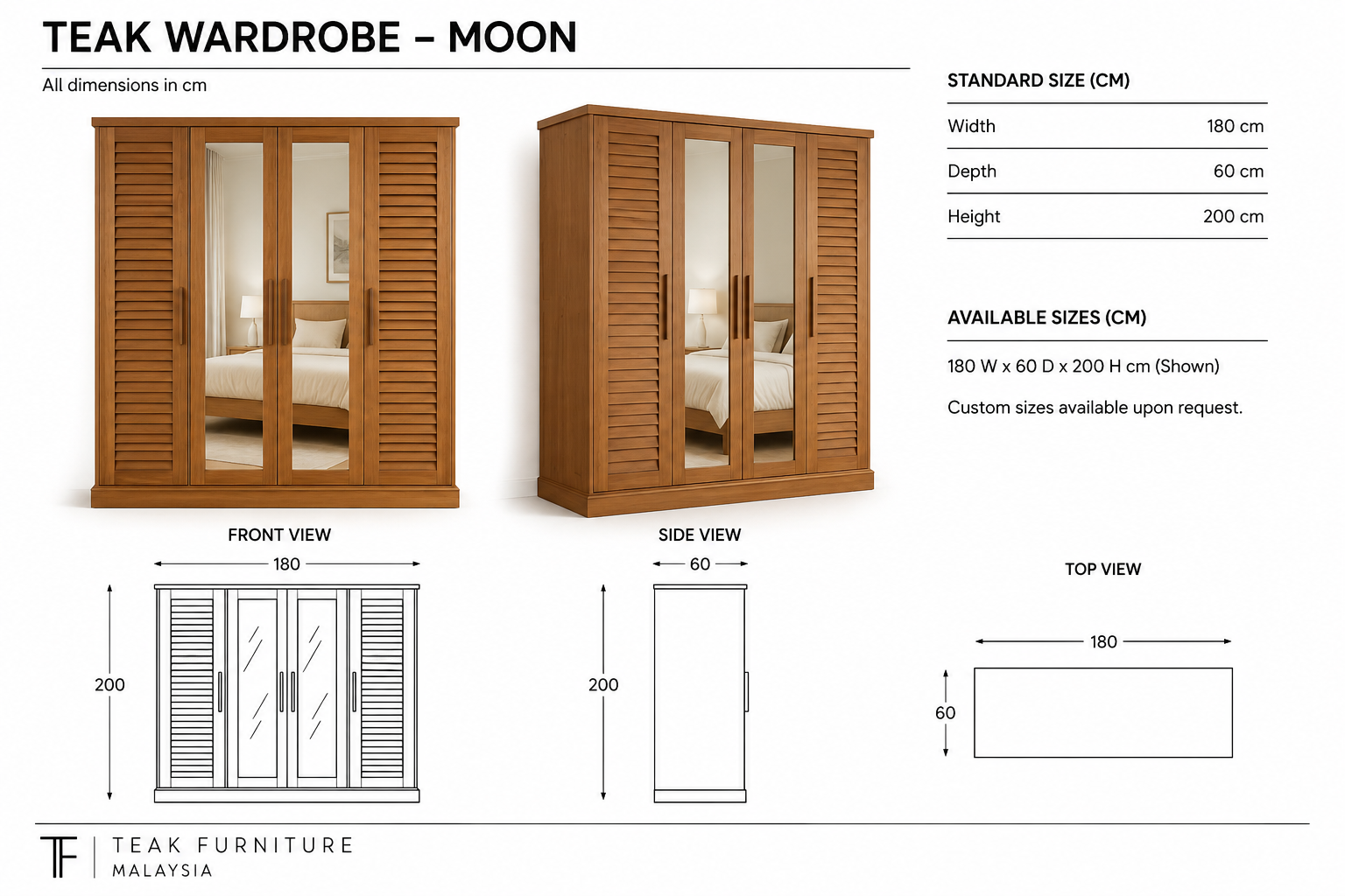 Teak Wardrobe - Moon 2 Teak Wardrobe - Moon - Image 2