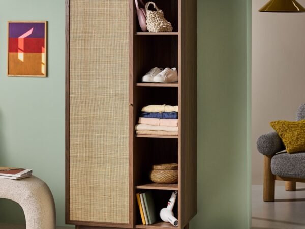 Rattan Teak Wardrobe – Mevish Small