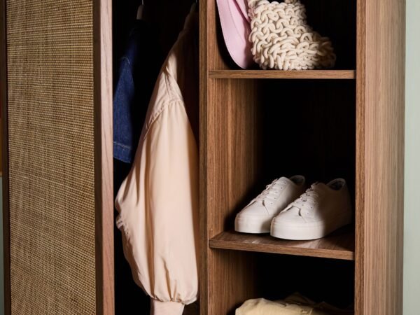 Rattan Teak Wardrobe – Mevish Small