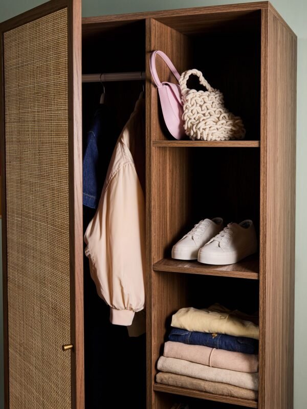 Rattan Teak Wardrobe – Mevish Small - Image 3