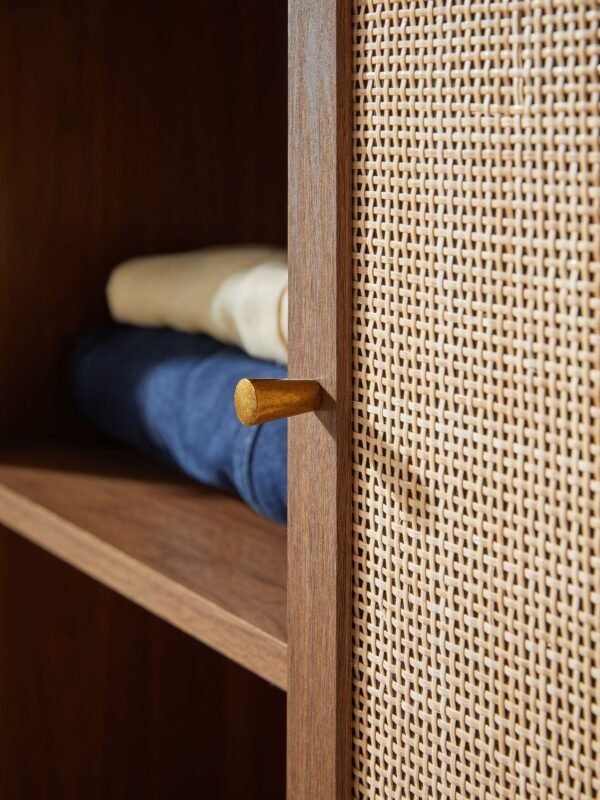 Rattan Teak Wardrobe - Mevish - Image 2