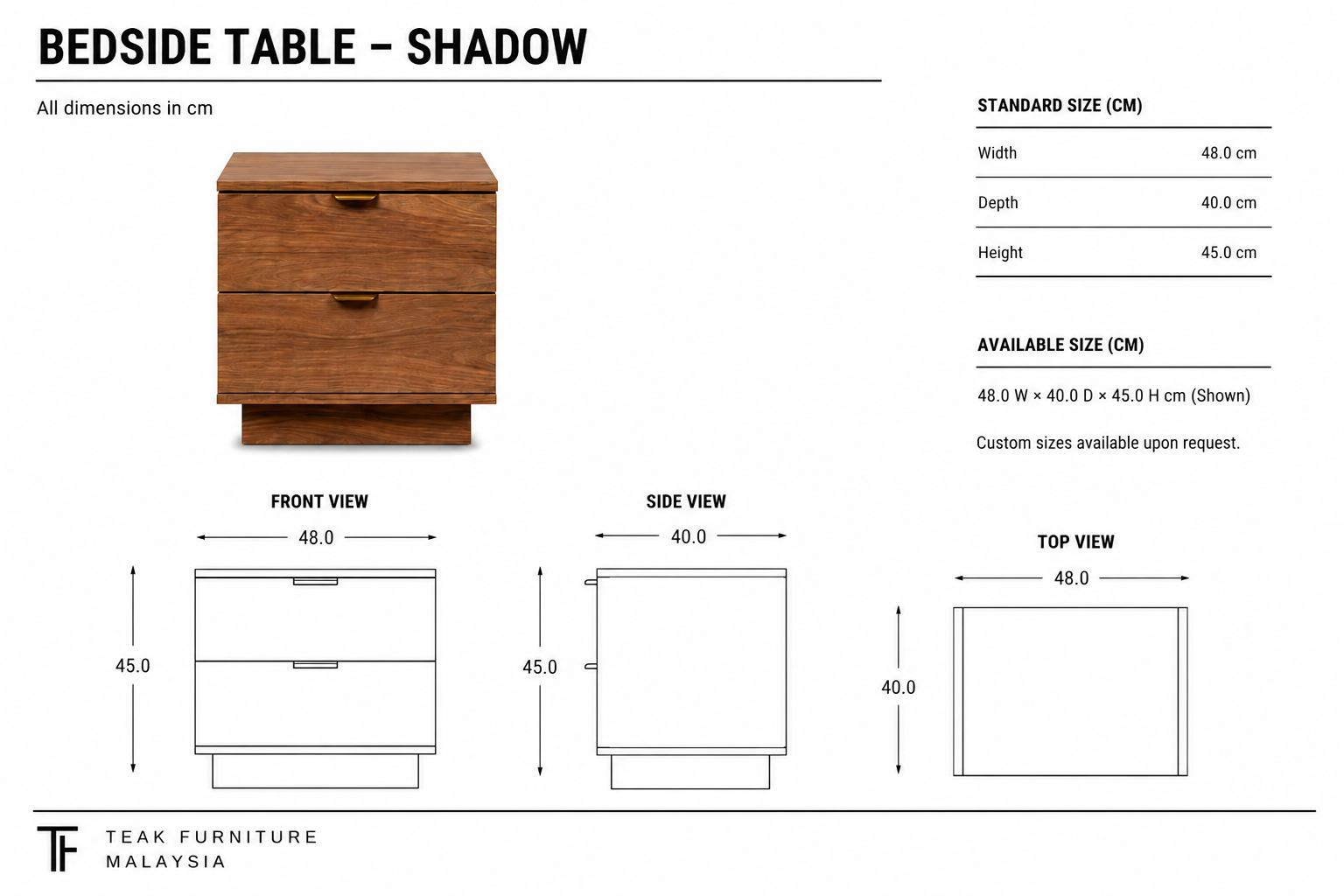 Teak Wood Bedside Table - Shadow 6 Teak Wood Bedside Table - Shadow - Image 6