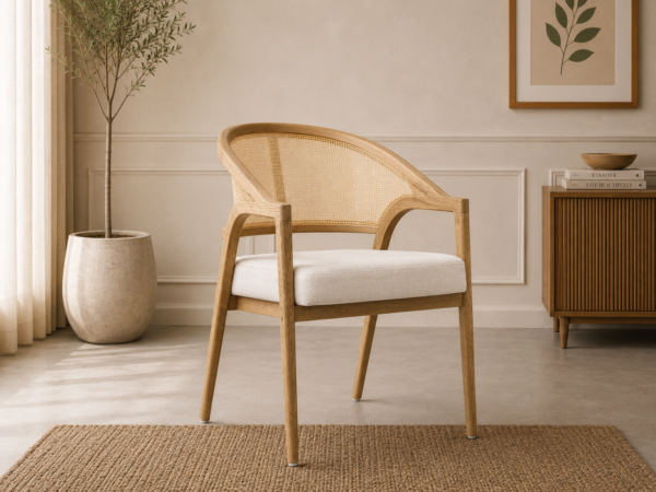 Teakwood Rattan Dining Chair – Flash