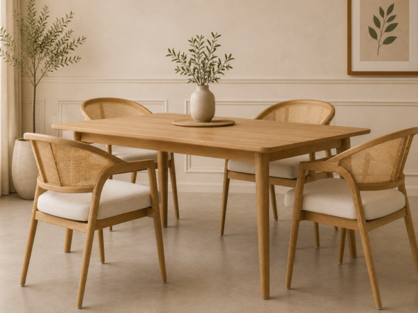 Teakwood Rattan Dining Chair – Flash