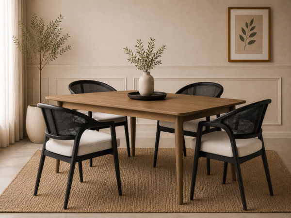 Teakwood Rattan Dining Chair – Flash