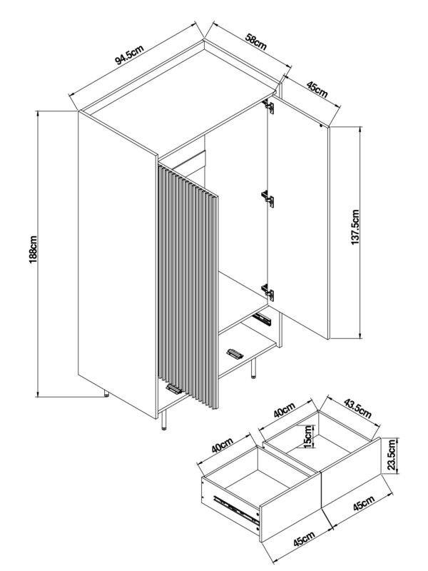 Teak Wardrobe – Breeze Small - Image 3