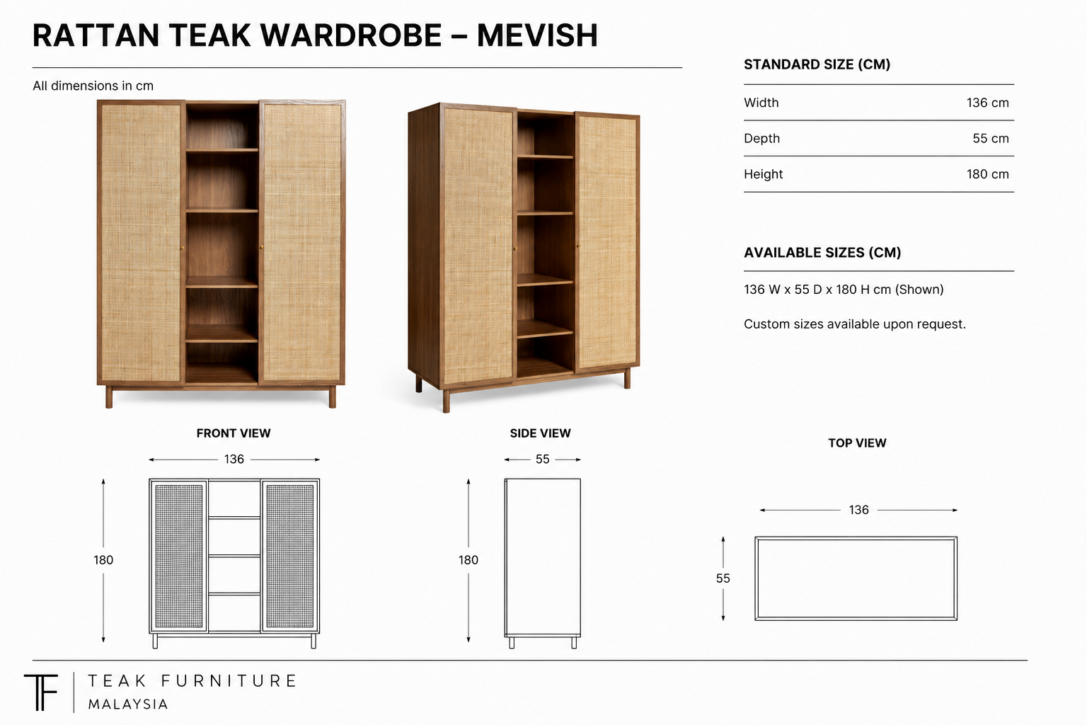 Rattan Teak Wardrobe - Mevish 8 Rattan Teak Wardrobe - Mevish - Image 6