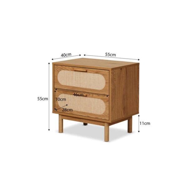 Teak Bedside Table - Rattan - Image 4