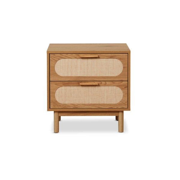 Teak Bedside Table - Rattan - Image 2