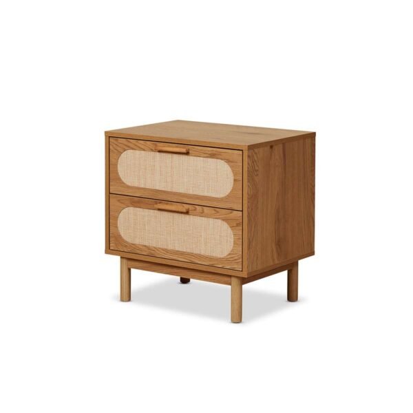 Teak Bedside Table - Rattan - Image 3