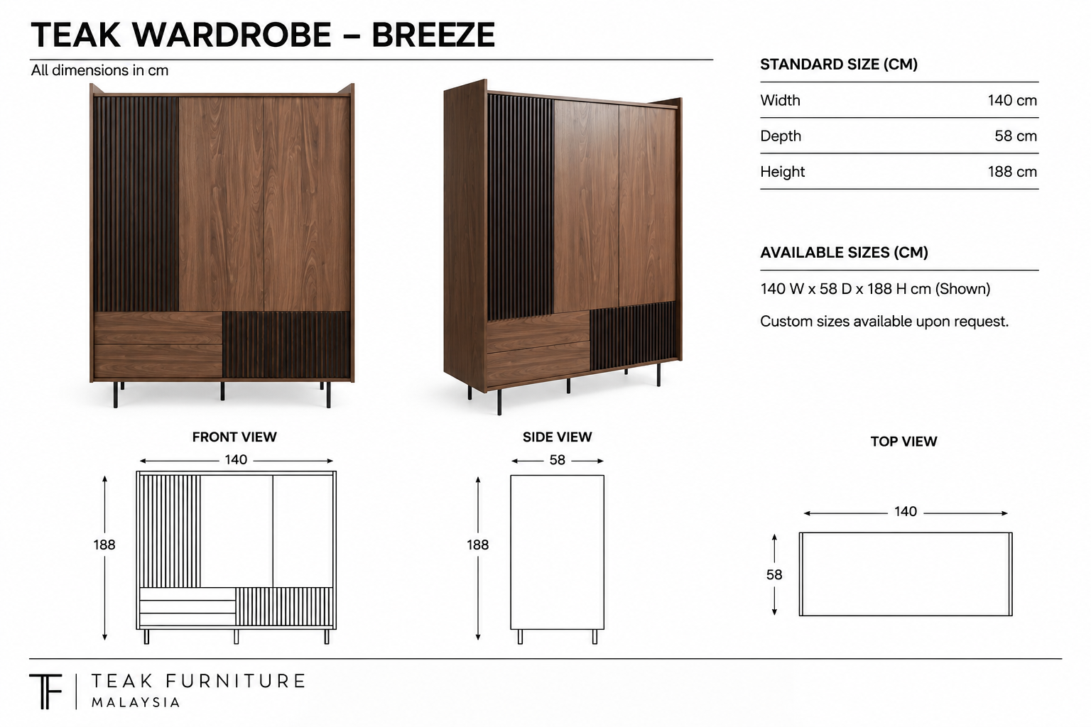 Teak Wardrobe - Breeze 9 Teak Wardrobe - Breeze - Image 9