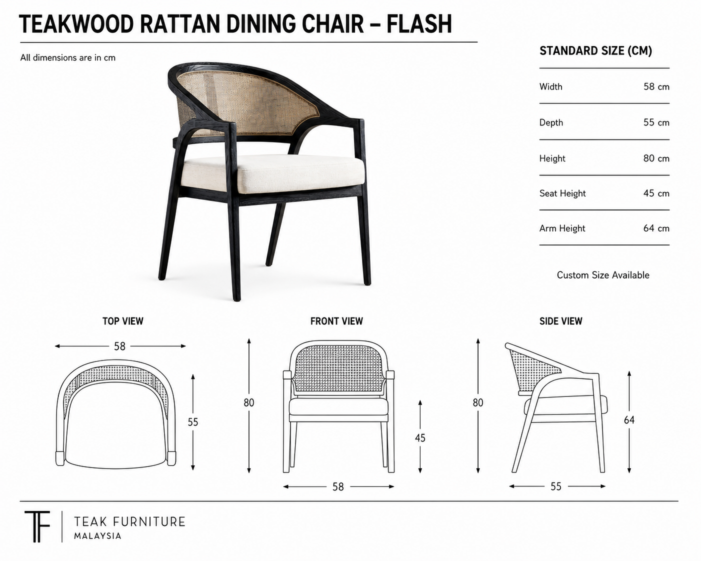 Teakwood Rattan Dining Chair - Flash 10 Teakwood Rattan Dining Chair - Flash - Image 8