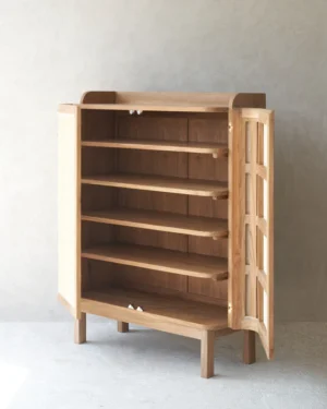 Teak Rattan Shoe Cabinet – Modren