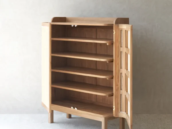 Teak Rattan Shoe Cabinet – Modren