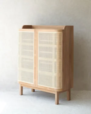 Teak Rattan Shoe Cabinet – Modren