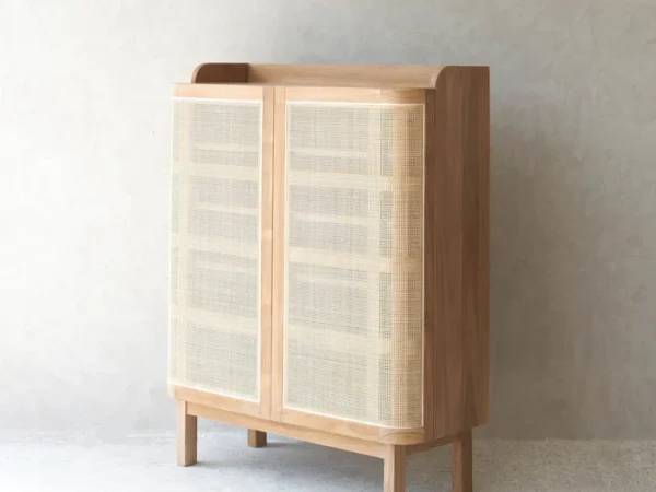 Teak Rattan Shoe Cabinet – Modren